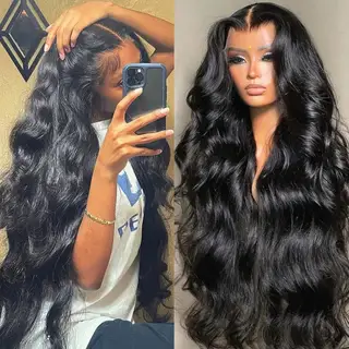 Women's Long Curly Hair Big Wave Wigs Chemical Fiber Full-head Wig - Black