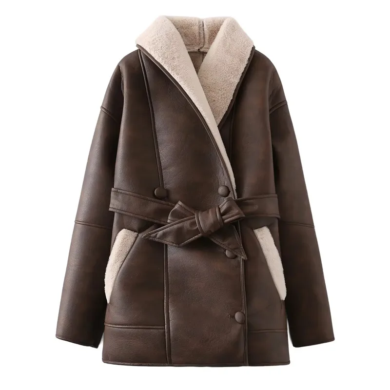 American Personality Fashion Double Breasted Mid-length Loose Women's Wear - Brown - View 1