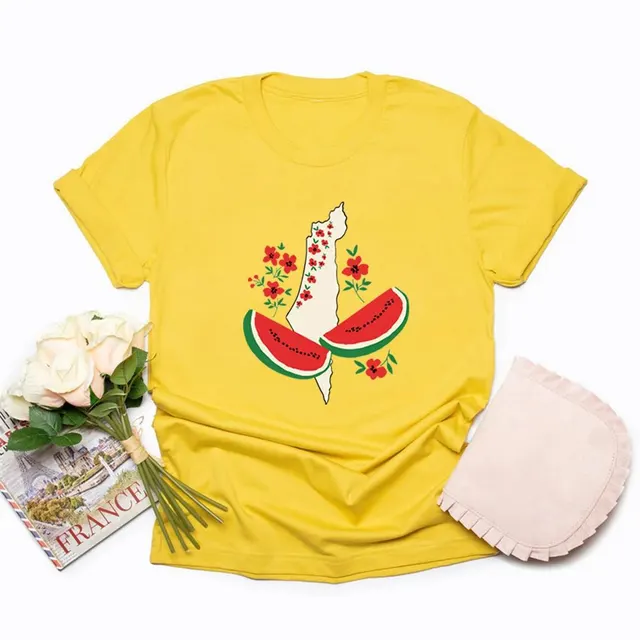 Pullover European And American Style Street Fashion Watermelon Printing Short Sleeve Yellow - Shop at LoveMi