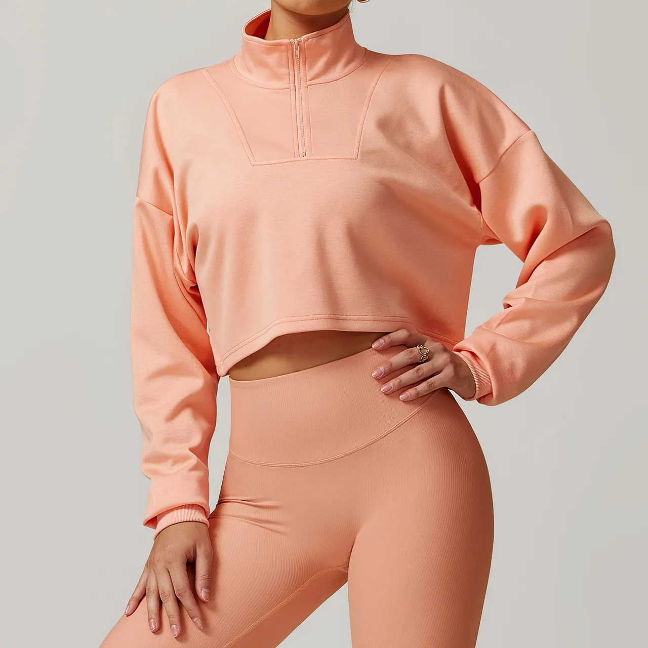 Autumn And Winter Wild Outer Wear Sports Sweater Coat - Soft Light Orange