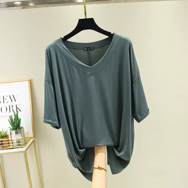 Korean Style Summer Thin Loose Short Sleeve Gray Green - Shop at LoveMi