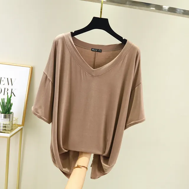 Korean Style Summer Thin Loose Short Sleeve Khaki - Shop at LoveMi