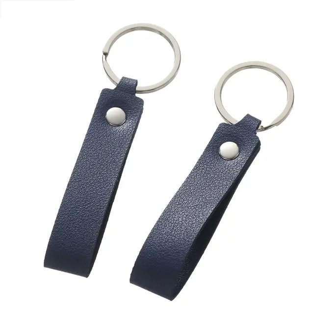 Creative Artificial Leather Key Chain Hanging Metal Buckle Dark Blue - Shop at LoveMi