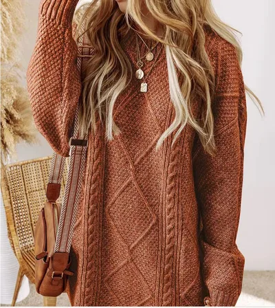 Winter New Loose And Lazy Style Dress Sweater Caramel S - Shop at LoveMi