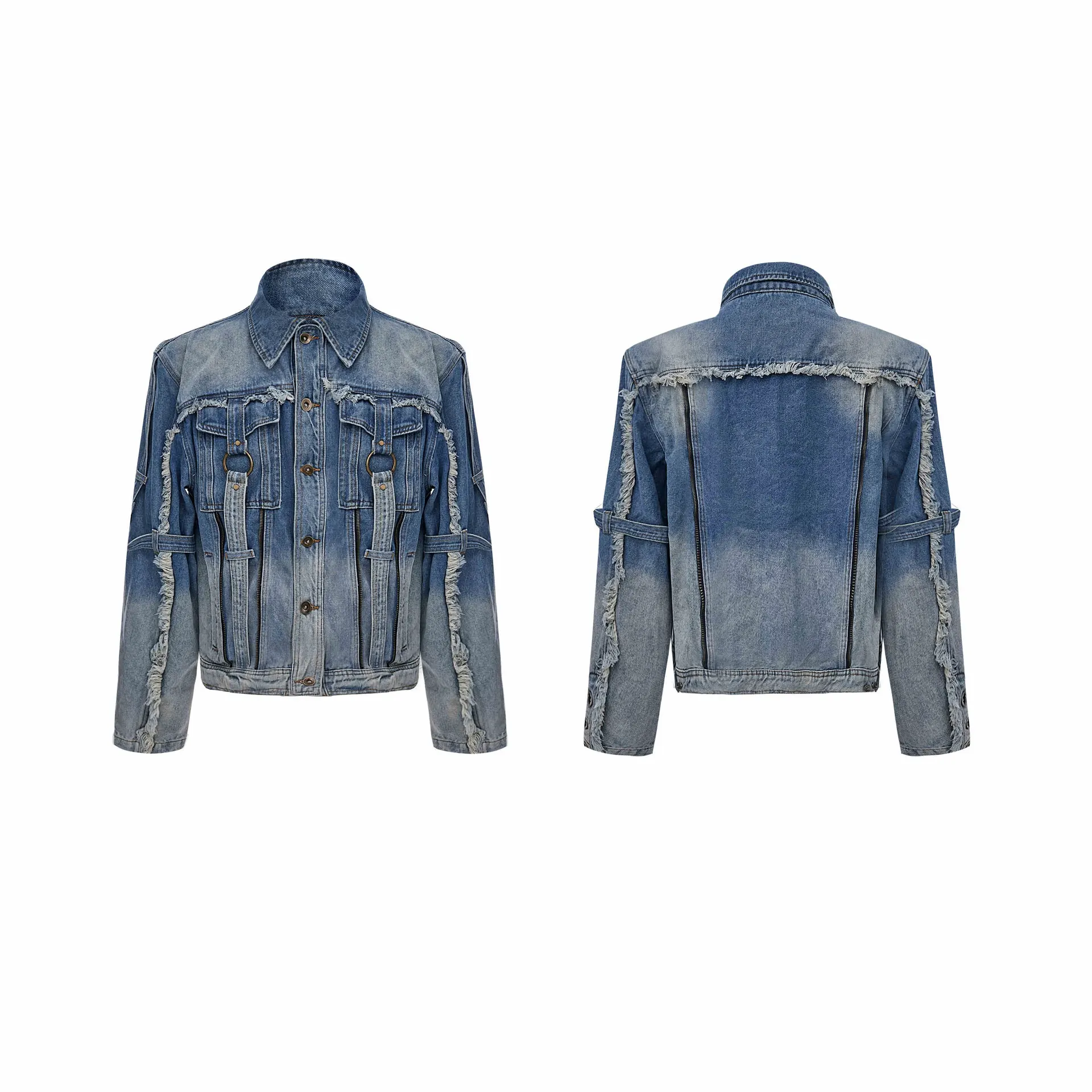 Design Sense Denim Coat Gradient Washing - Blue