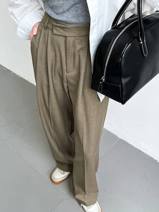 Spring And Autumn New Commuter Loose Drooping Wide leg Pants Mocha Color - Shop at LoveMi