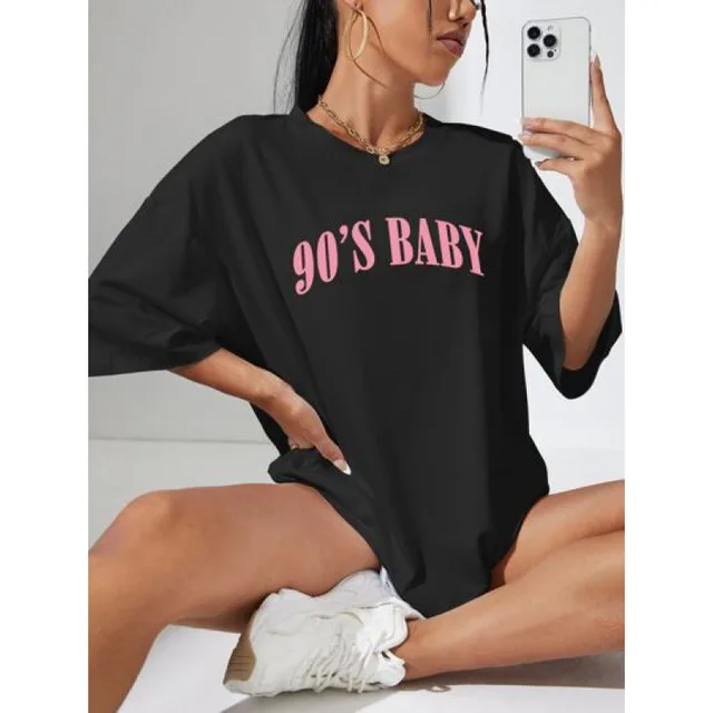 Loose Casual Letter Print Women's Short Sleeve Black - Shop at LoveMi