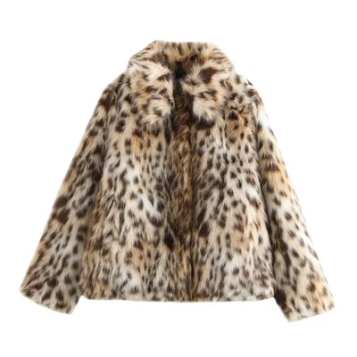 Women's Fashion Animal Pattern Baggy Coat Khaki Leopard Print - Shop at LoveMi