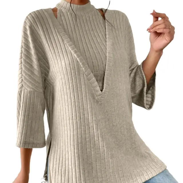 New Casual Solid Color Top Women's Suit Apricot - Shop at LoveMi