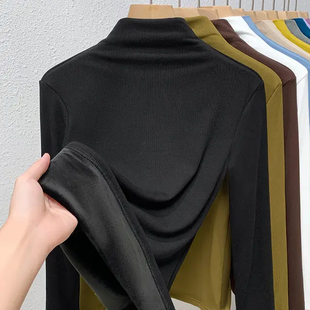 Waist tight Western Style Small Shirt Stretch Underwear Long Sleeved Top Black Plus Velvet - Shop at LoveMi