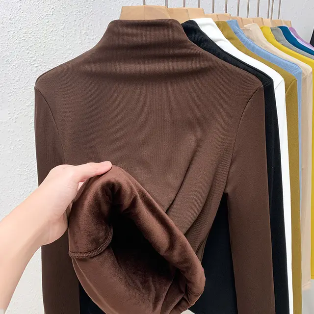 Waist tight Western Style Small Shirt Stretch Underwear Long Sleeved Top Dark Coffee Color Thick - Shop at LoveMi