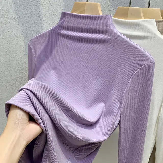 Waist tight Western Style Small Shirt Stretch Underwear Long Sleeved Top Light Purple - Shop at LoveMi