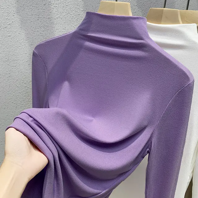 Waist tight Western Style Small Shirt Stretch Underwear Long Sleeved Top Purple - Shop at LoveMi