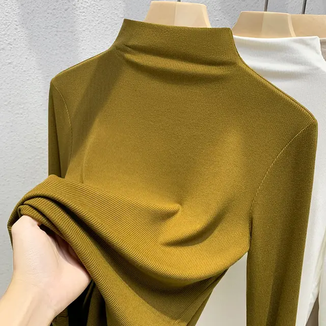 Waist tight Western Style Small Shirt Stretch Underwear Long Sleeved Top Yellow Green - Shop at LoveMi