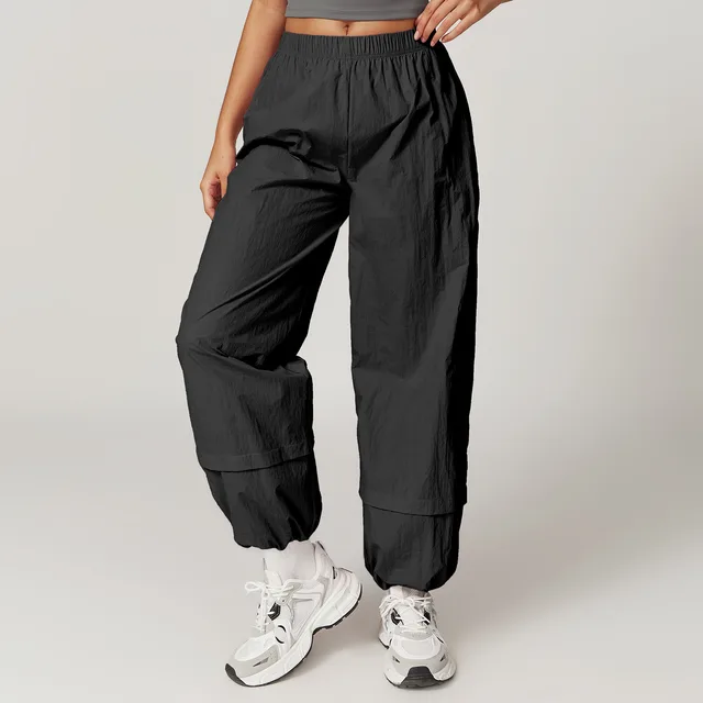 Windproof Breathable Tooling Multi pocket Loose Elastic Ankle Banded Pants Advanced Black - Shop at LoveMi