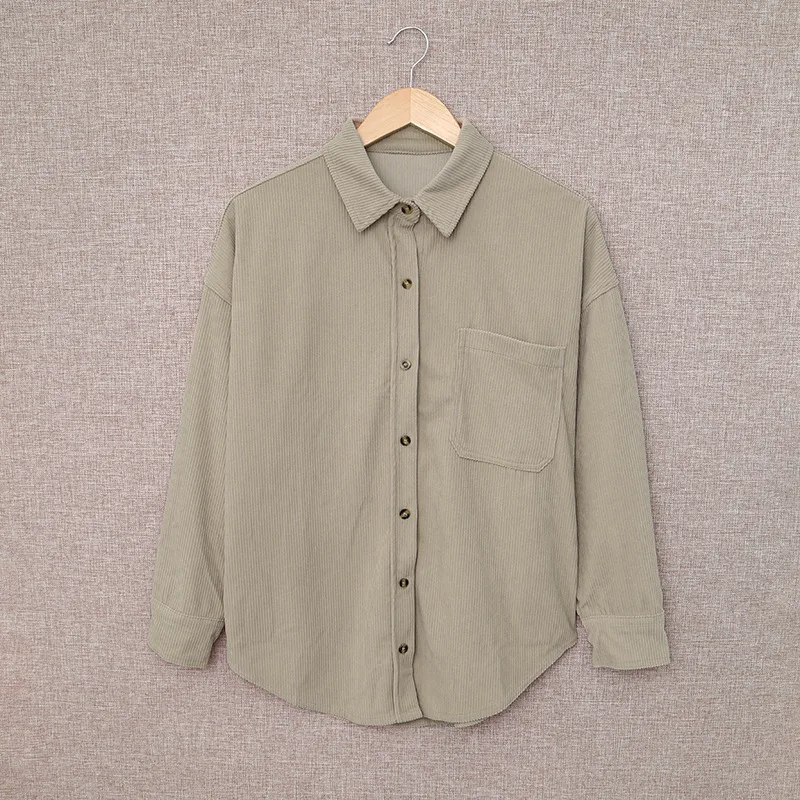 Solid Color Shirt Women's Autumn And Winter Breasted Lapel Light Brown - Shop at LoveMi