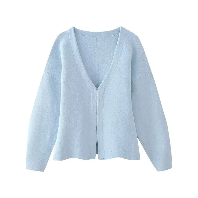 Women's Cross border Loose Sleeves Knitted Coat With Short Skirt Light Blue Top - Shop at LoveMi