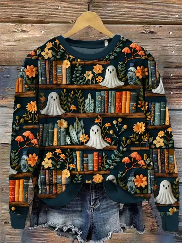 Digital Printing Women's Wansheng Pumpkin Round Neck Sweater Ylj12344 - Shop at LoveMi