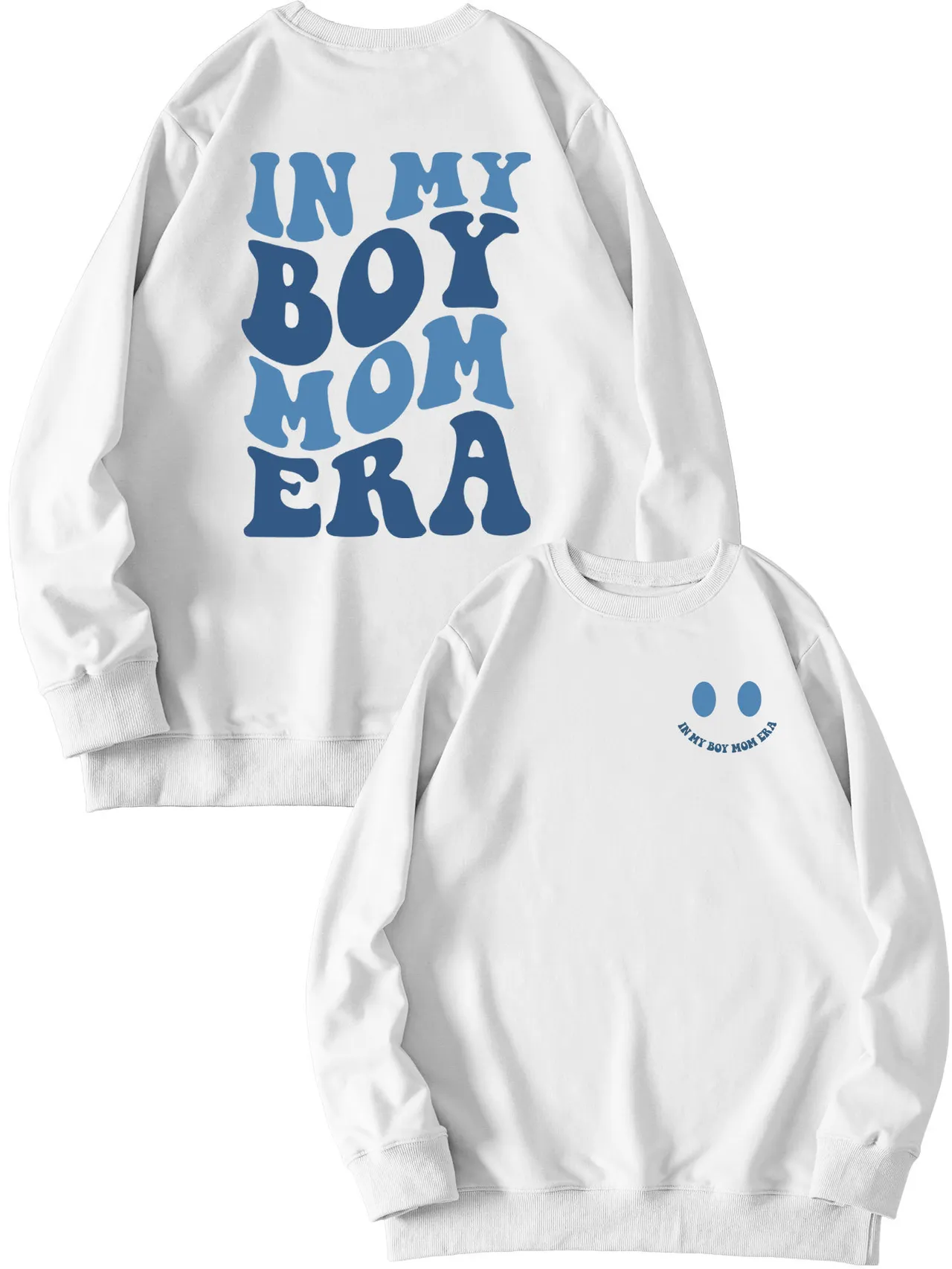 Double-sided Printed Pullover Sweatshirt Long-sleeved Shirt - White