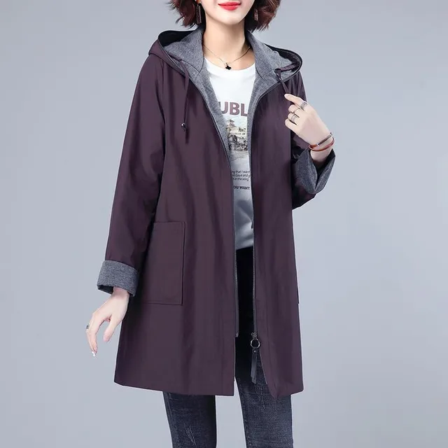 Plus Windbreaker For Women Baggy Coat Dark Purple - Shop at LoveMi