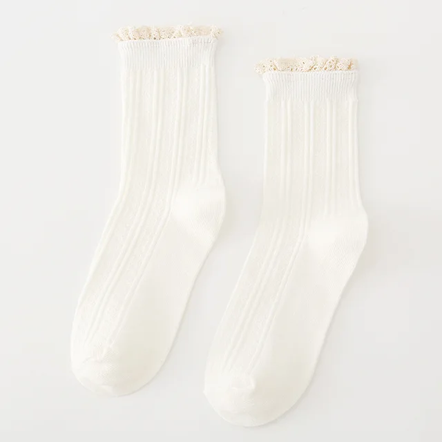 Autumn And Winter Socks Women's Japanese College Style Lace White - Shop at LoveMi