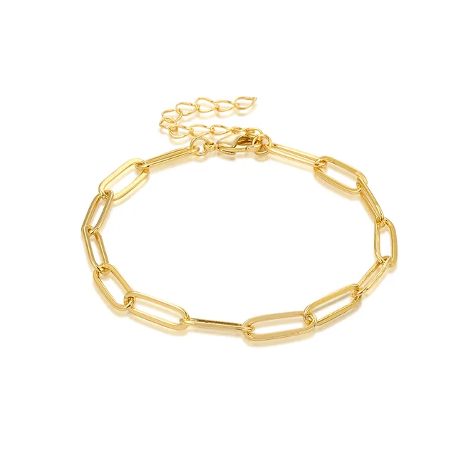 Geometric Metal Simplicity 14 K18k Gold Bracelet Style 2 Clip Chain - Shop at LoveMi