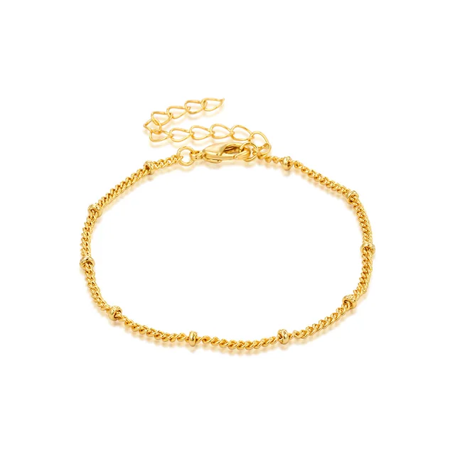 Geometric Metal Simplicity 14 K18k Gold Bracelet Style 6 Clip Bead Necklace - Shop at LoveMi