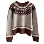 Retro Jacquard Sweater Women's Loose Casual - Gray