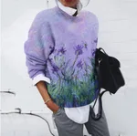 Thick Needle Digital Printing Women's Round Neck Sweater - As8341Pu-Xxs