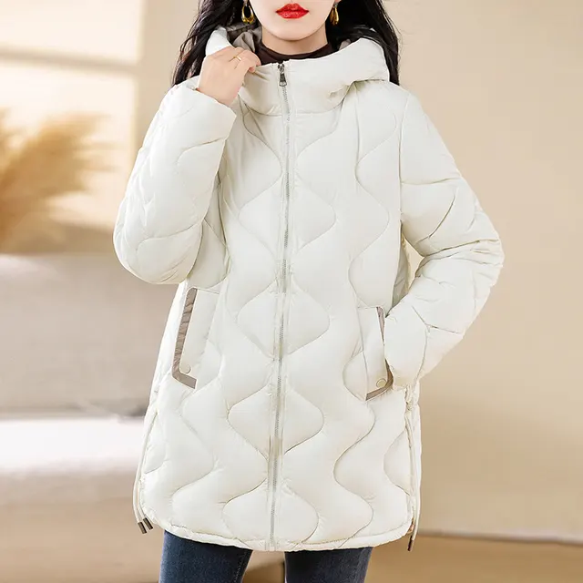 Winter Disposable Cotton padded Coat For Women Padded Down Jacket Korean Style Mid length Warm Jacket For Women White - Shop at LoveMi