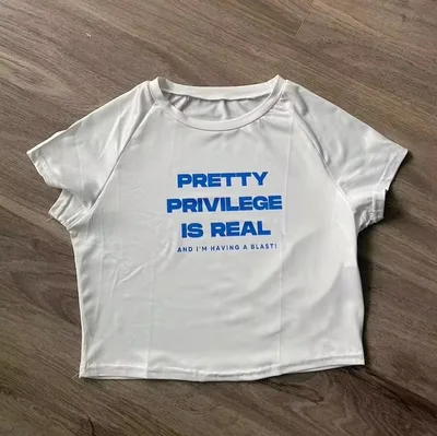 Short Top Women's Fun Letter Printing White - Shop at LoveMi