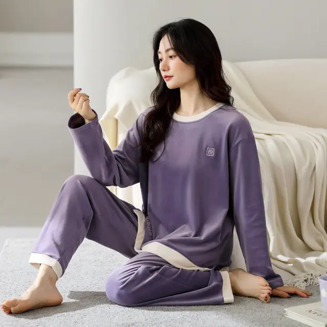 Thin Velvet Round Neck Pullovers Home Wear Suit Lz81816 - Shop at LoveMi