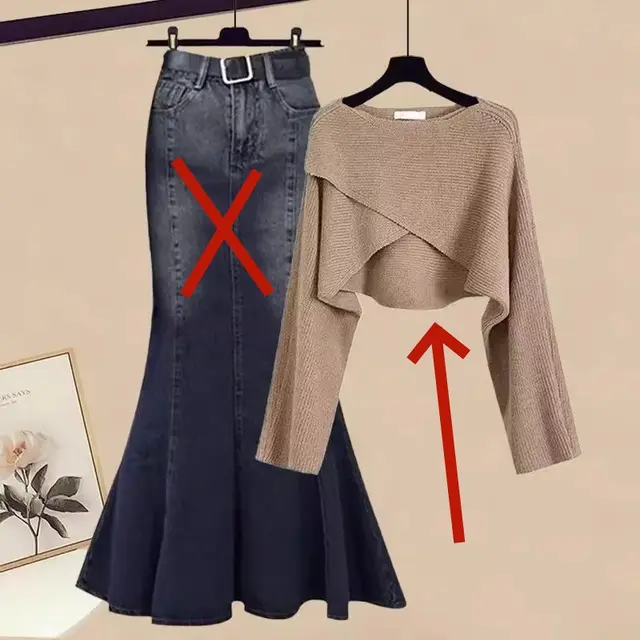 Autumn Elegant Women's All matching Long Sleeve Top Fishtail Skirt Two piece Suit Khaki Top - Shop at LoveMi