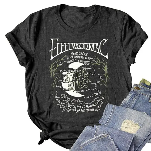 Spring And Summer Women's Printed Cotton T shirt 1 Colored Cotton 4 Blackgray - Shop at LoveMi