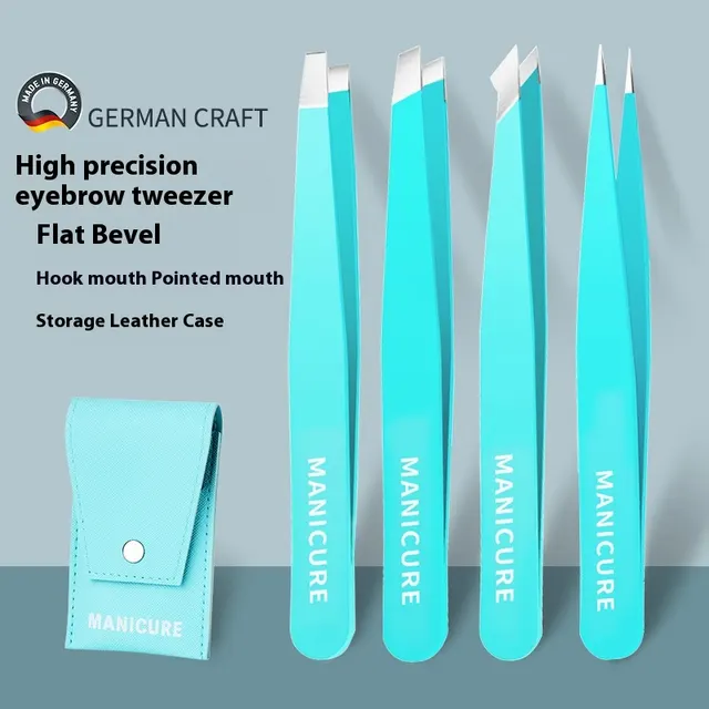 High Precision 96 Stainless Steel Eyebrow Trimming Nose Hair Clip Beard Pulling False Eyelash Tweezers Tool Blue Four Pieces Leather Suit - Shop at LoveMi