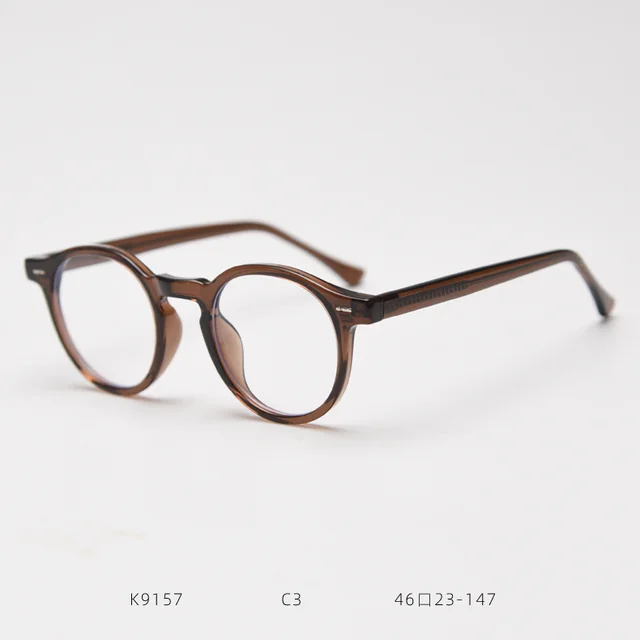 K9157 Japanese And Korean Myopia Glasses Rim Trendy Men's Female Online Influencer Artistic Retro Round Plain Glasses Frame Degrees Brown Tea - Shop at LoveMi