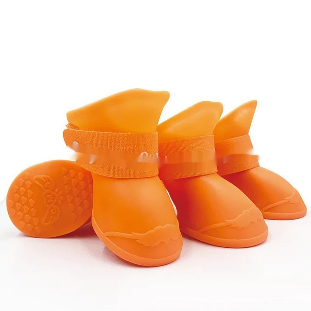 Creative Anti Slip Soft Soled Pet Rain Shoes Orange - Shop at LoveMi