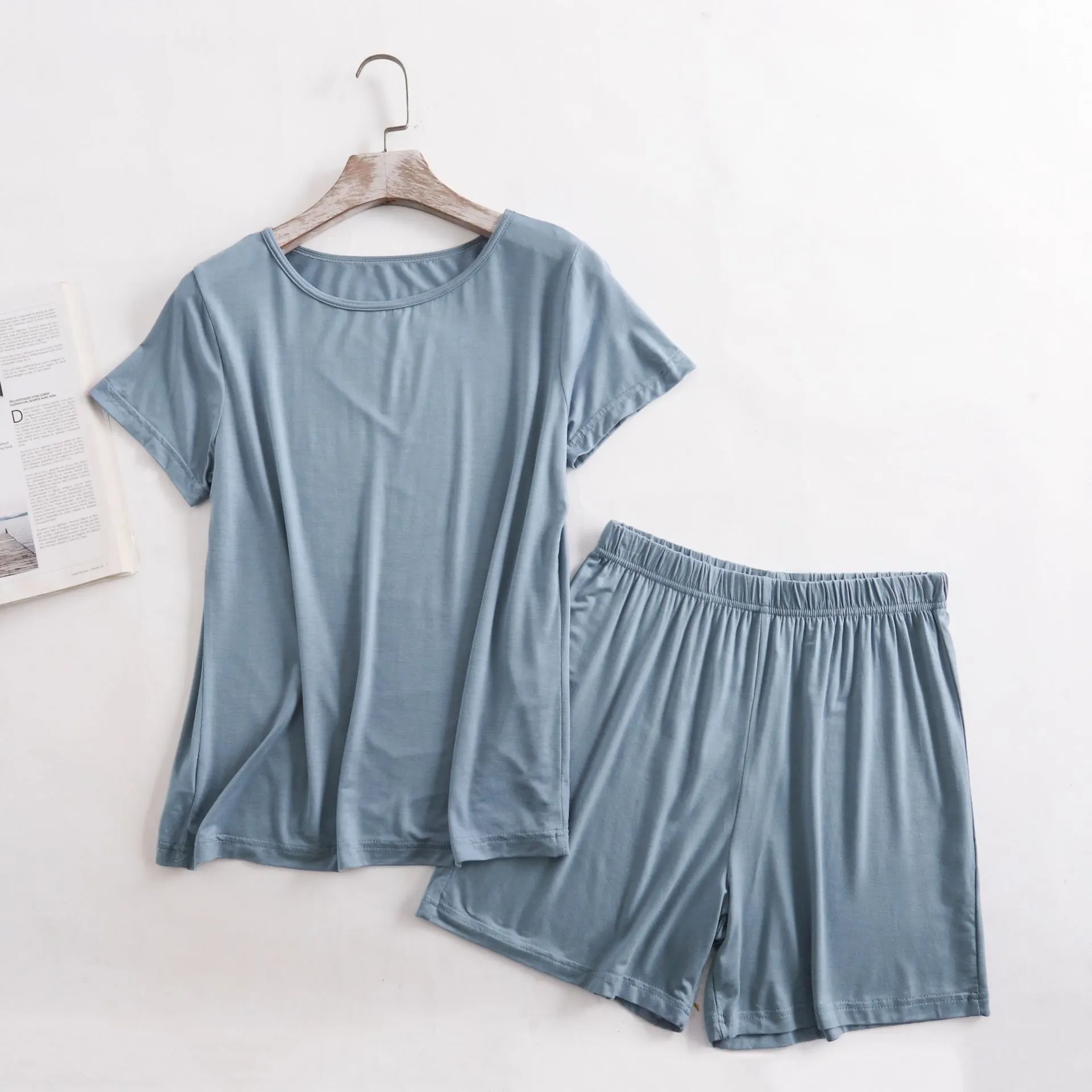 Home Wear Two-piece Thin Summer Plus Size - Light Blue