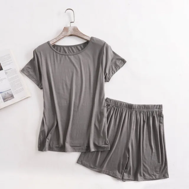 Home Wear Two piece Thin Summer Plus Size Moonlight Gray - Shop at LoveMi