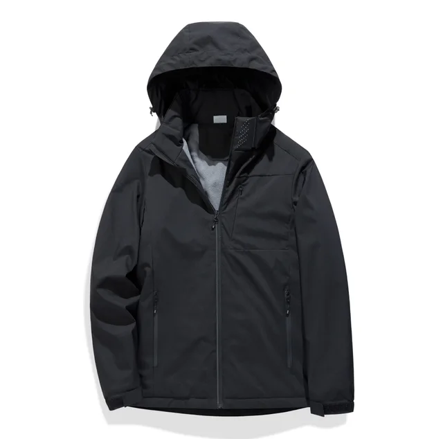 Single Layer Fleece lined Shell Jacket Windproof Waterproof Antifouling Dark Gray Man - Shop at LoveMi