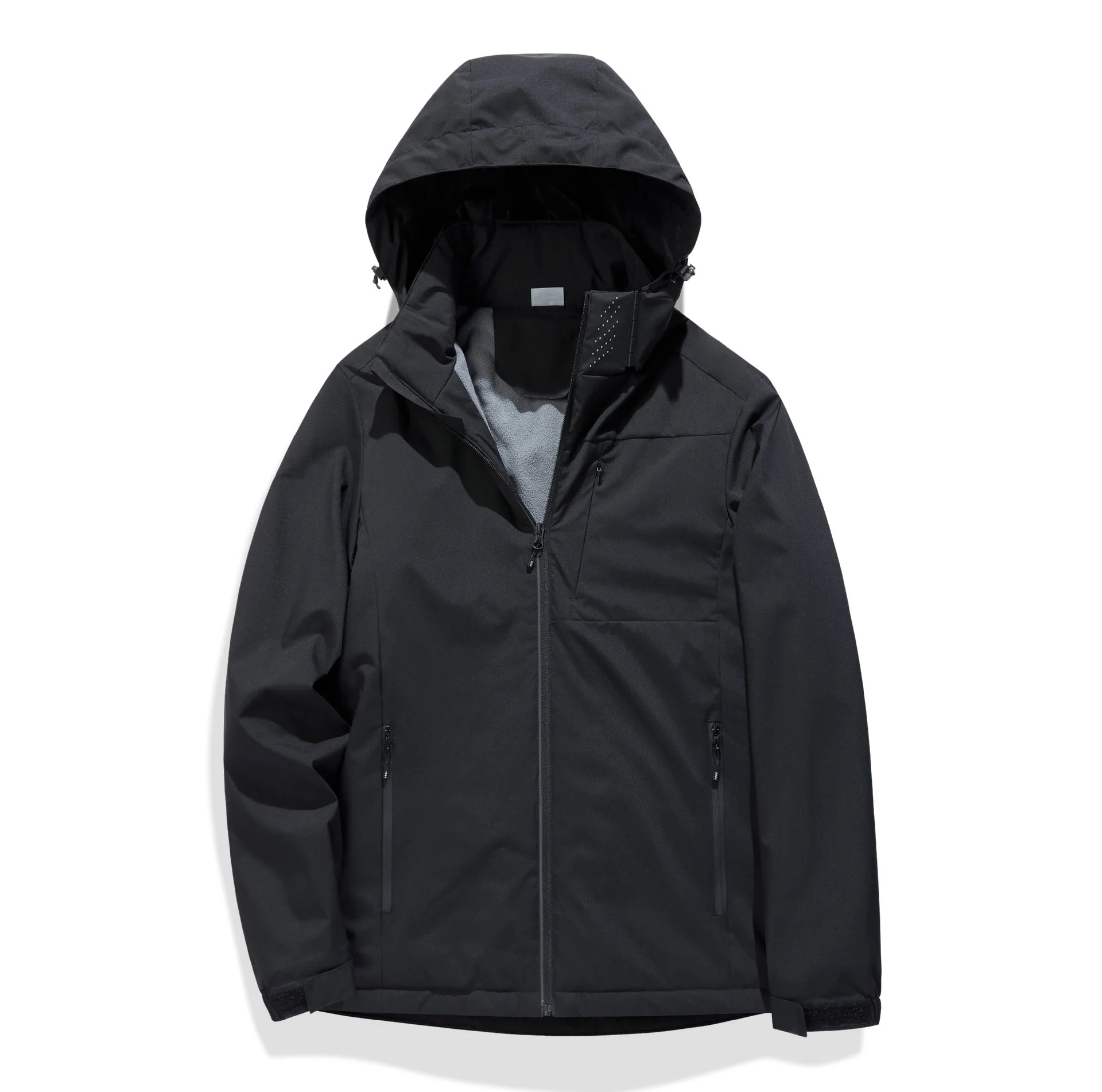 Single Layer Fleece-lined Shell Jacket Windproof Waterproof Antifouling - Dark Gray Man