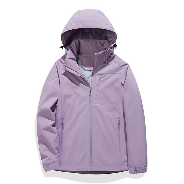 Single Layer Fleece lined Shell Jacket Windproof Waterproof Antifouling Taro Purple Female - Shop at LoveMi
