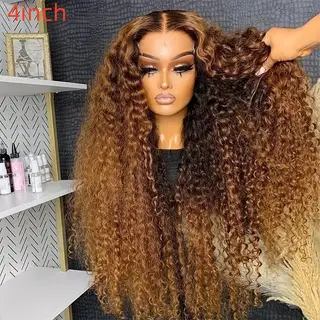 Small Volume Wound Tube Afro Long Curly Wig - Light Brown