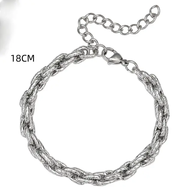 Twist Lozenge Titanium Steel Bracelet Couples Bracelet Bracelet 18Cm - Shop at LoveMi