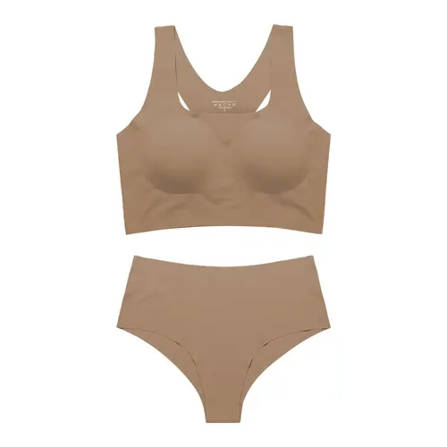 Women's Underwear Suit Plus Size Sports Without Steel Ring Push Up Removable Pad Beige - Shop at LoveMi