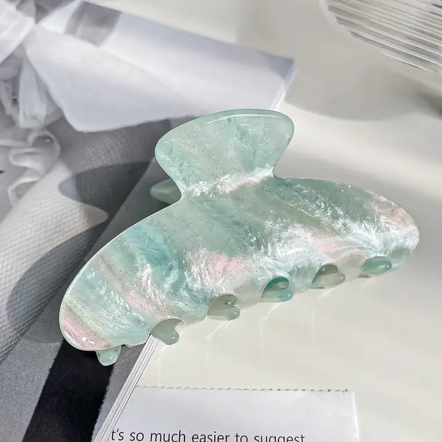 Acrylic Women's All match Fashion Jelly Color Updo Shark Clip Smoke Cyan 9Cm - Shop at LoveMi