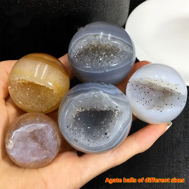 Natural Agate Crystal Cave Jack Purcell Crystal Ball - 4.5Cm