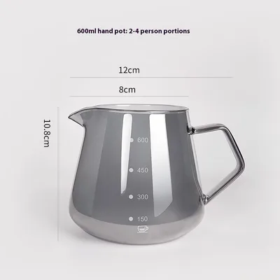 Hand Made Coffee Maker Dripper Filter Cup Suit Borosilicate Glass 02 Coffeepot 450Ml Smoky Gray - Shop at LoveMi