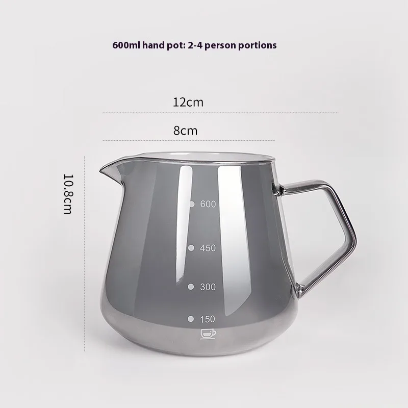 Hand Made Coffee Maker Dripper Filter Cup Suit Borosilicate Glass 02 Coffeepot 450Ml Smoky Gray - Shop at LoveMi