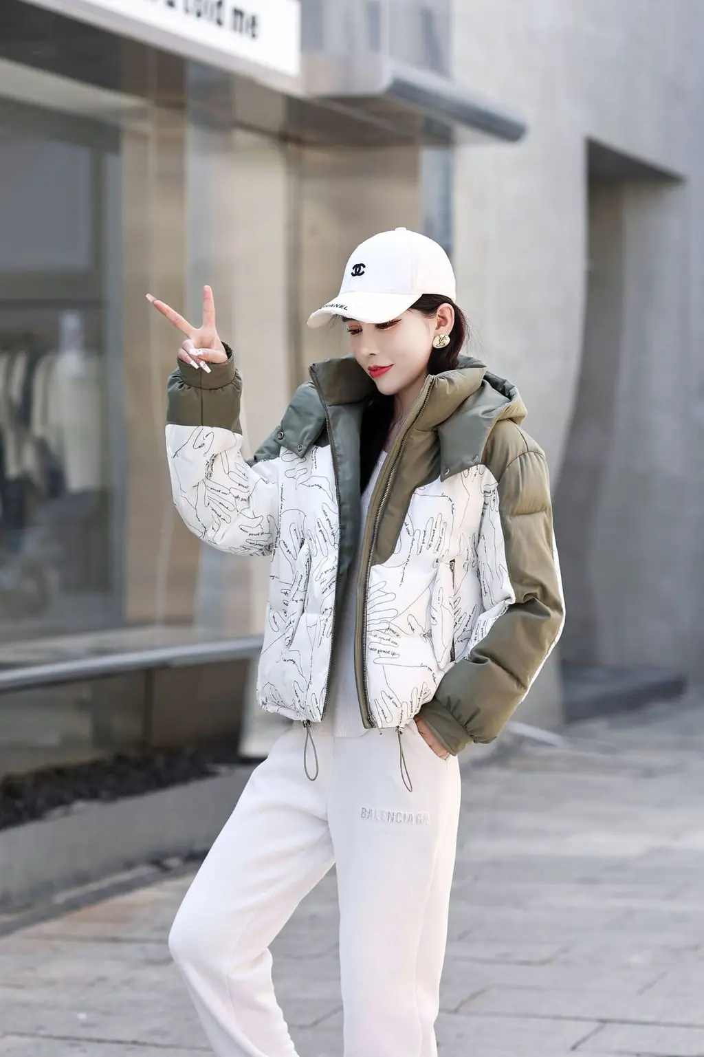 Short Korean Style Trend Multicolor Bread Coat - Hooded Light Green